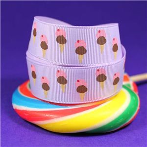Sweet Treat Ribbon - 22mm Lilac/Ice Creams